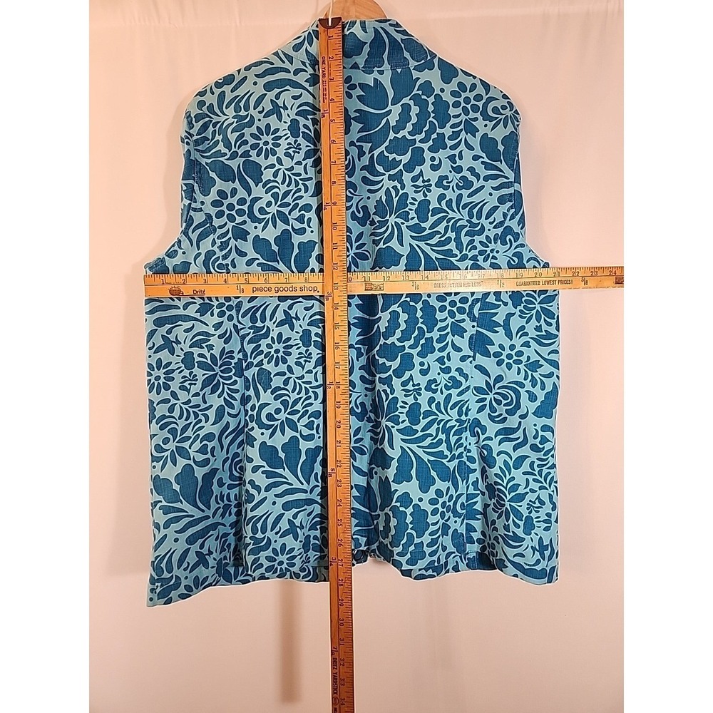 Coldwater Creek Floral‎ Jacket Long Sleeve Teal Blue Full Zip Lined Womens L - Picture 14 of 16